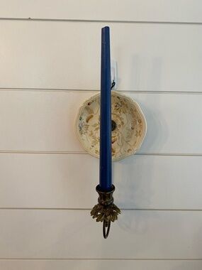 Wood & Sons Poppyland Handmade Brass And Porcelain Wall Sconce Candle Holder